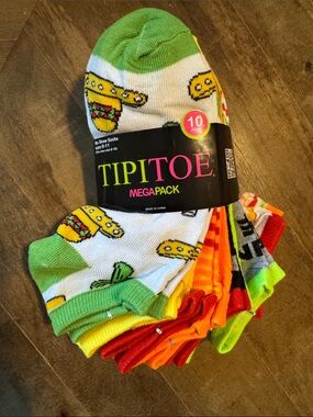 TipiToe UniSex No-Show Socks - 10 Pack MULTICOLOR Fun Prints NEW